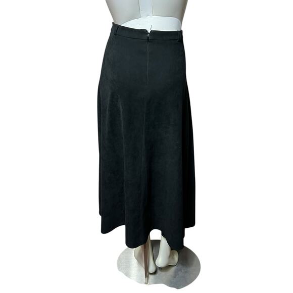 Focus 2000 Black Faux Suede A-Line Midi Skirt – Classic & Elegant size 10 - Picture 4 of 7